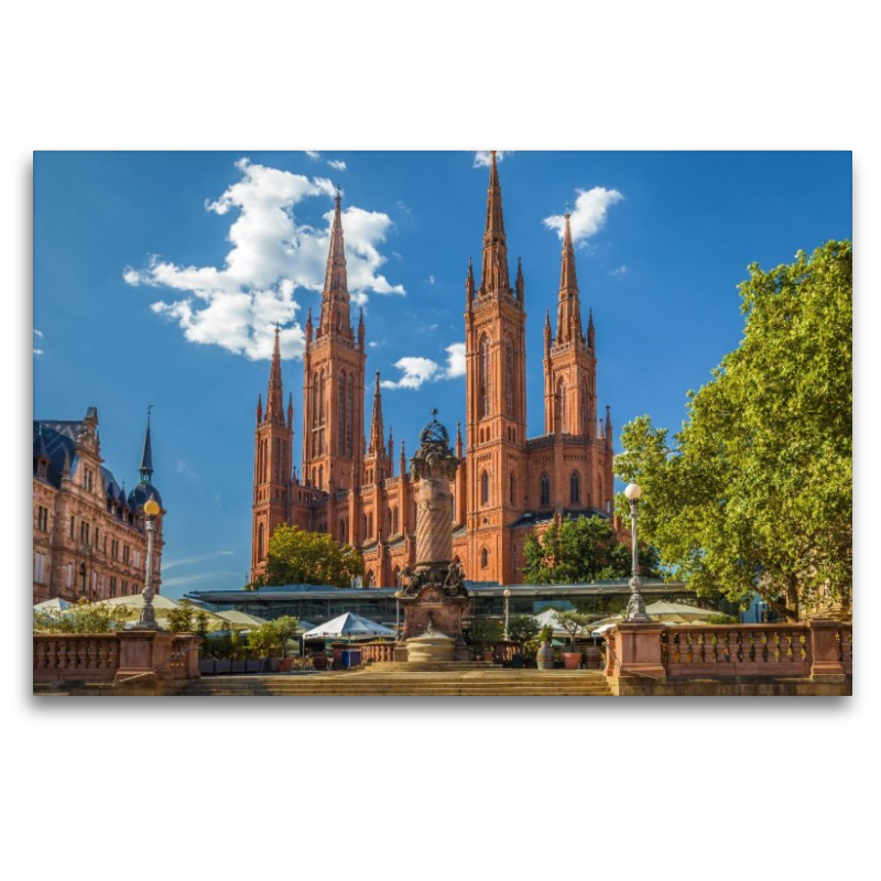 Marktsäule und Marktkirche in Wiesbaden, Hessen