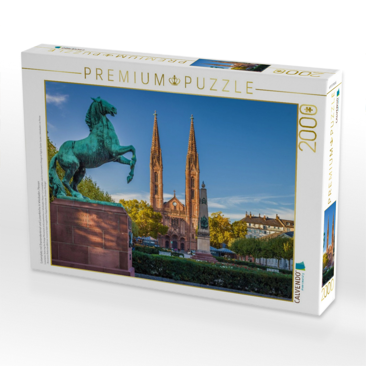 Luisenplatz mit Oraniendenkmal und Luisenkirche in Wiesbaden, Hessen