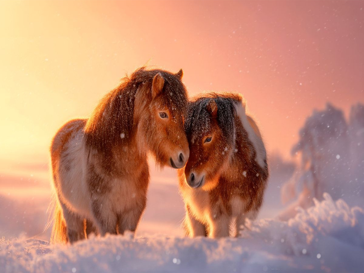 Shetlandponys - Gemeinsam durch den Winter