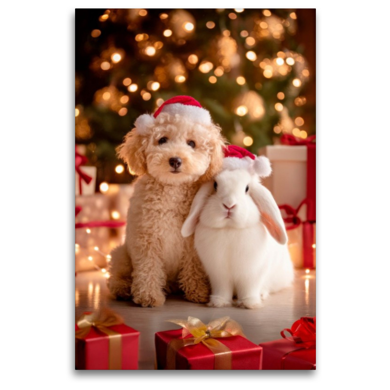 Welpe und Kaninchen - Weihnachtsengel