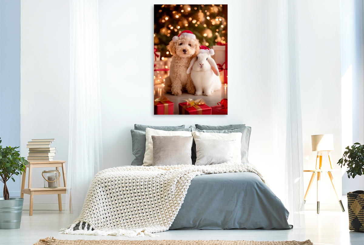 Welpe und Kaninchen - Weihnachtsengel