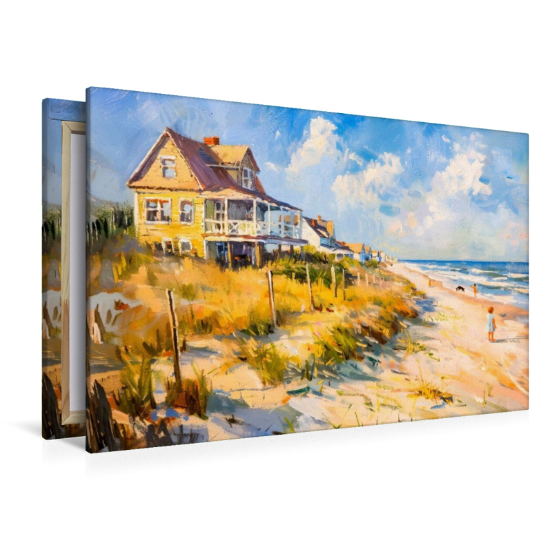 Impressionistisches Haus am Meer mit Licht, Wellen und ruhiger Atmosphäre