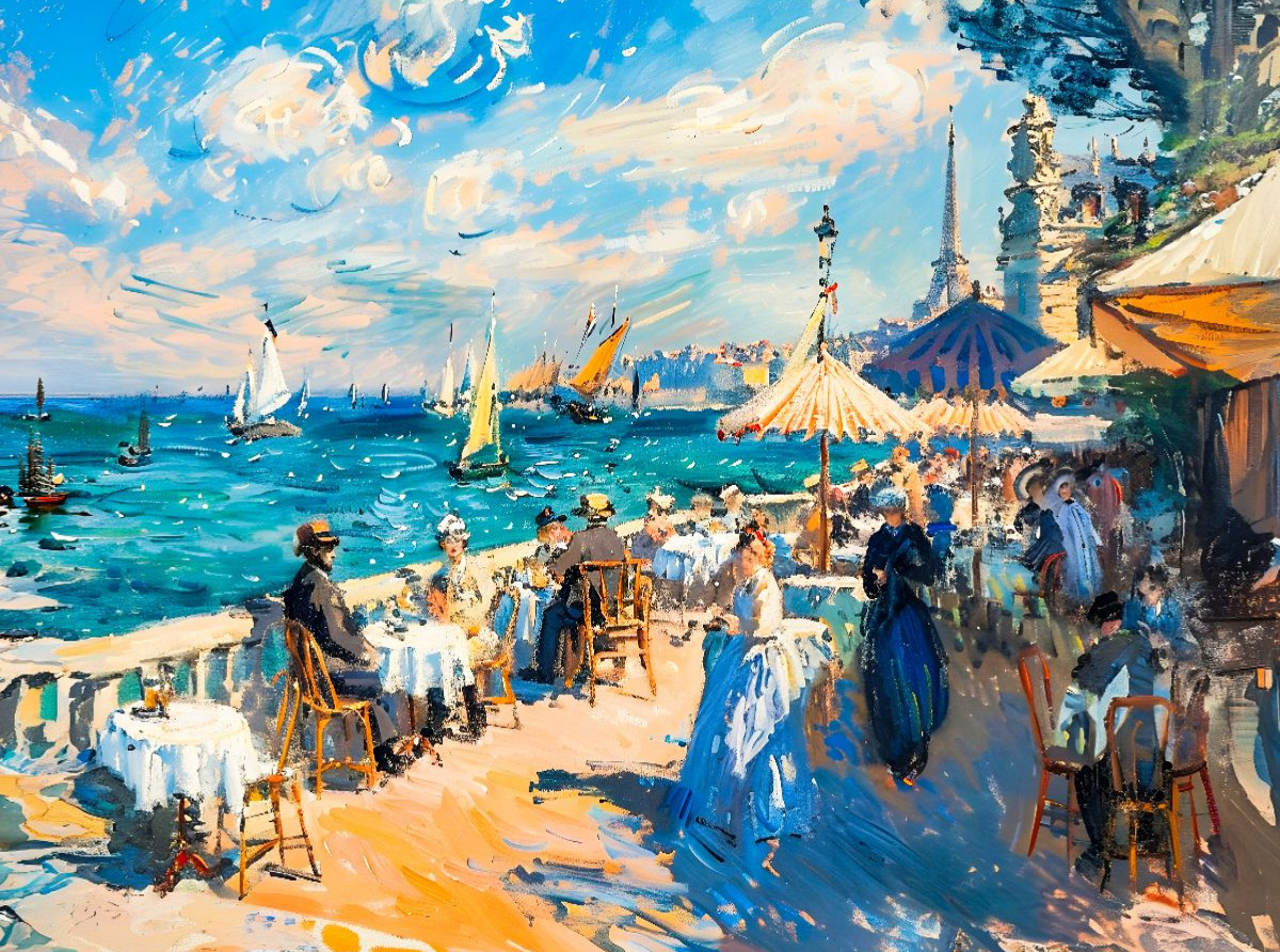 Impressionistisches Promenadenleben mit lebhaften Szenen und farbenreichen Lichtstimmungen