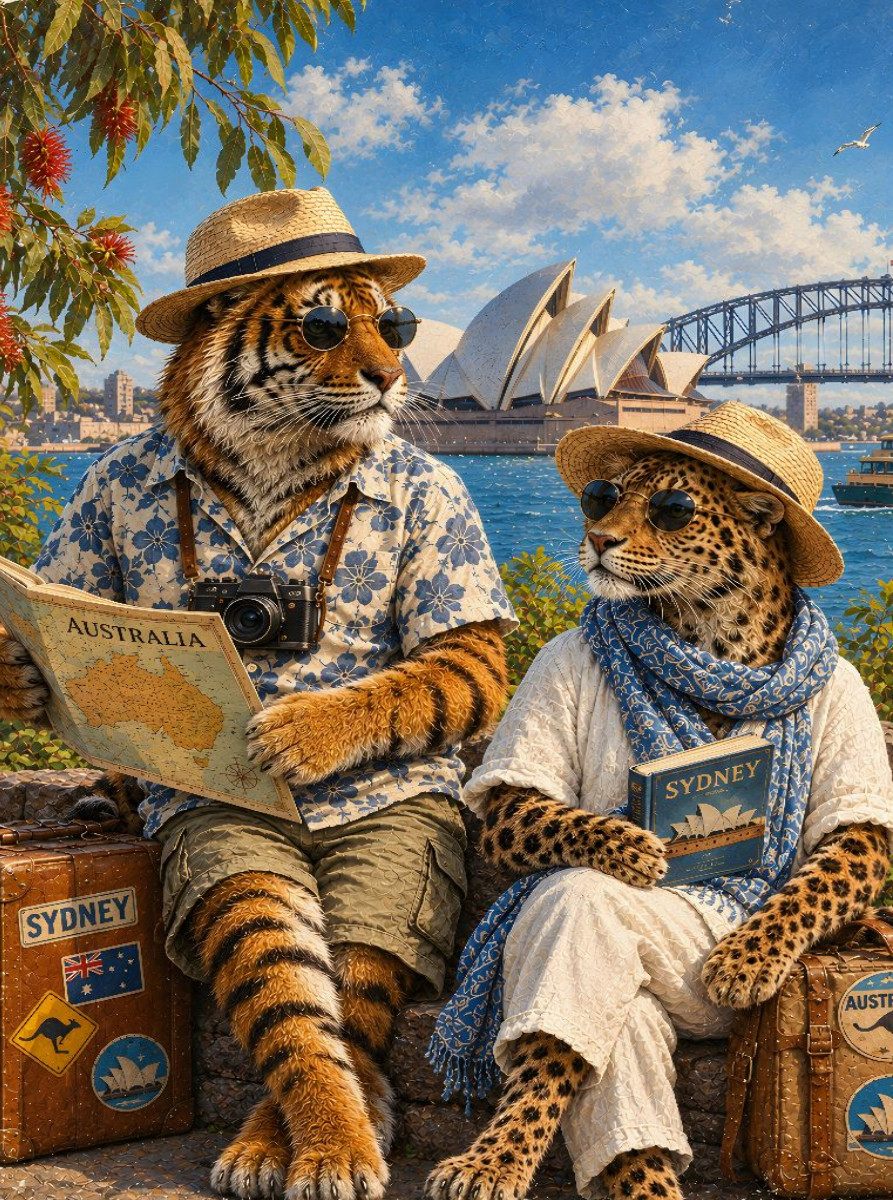 Tiger und Leopard unterwegs in Australien