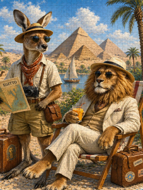 Känguru und Löwe erkunden Ägypten