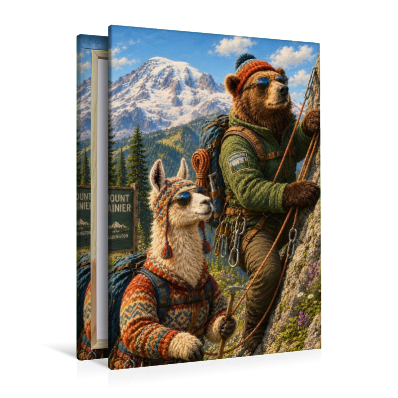 Lama und Bär auf Klettertour durch Amerika