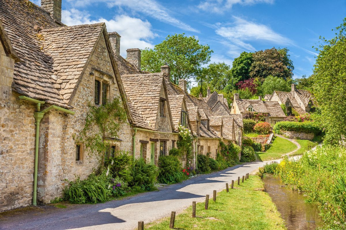 Arlington Row in Bibury, Cotswolds, Gloucestershire, England