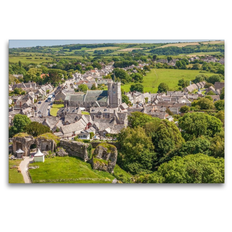 Das Dorf Corfe Castle, Dorset, England