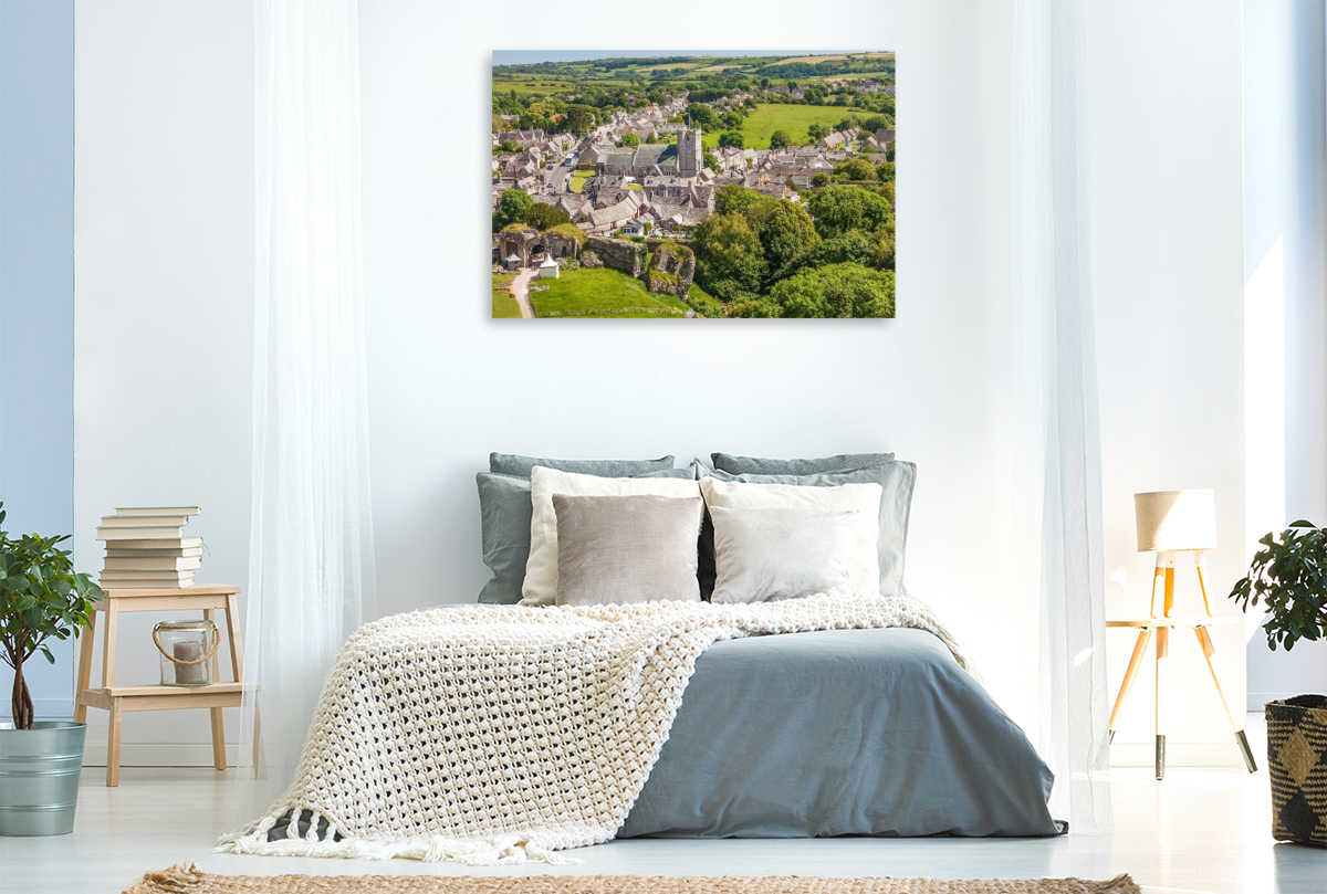 Das Dorf Corfe Castle, Dorset, England