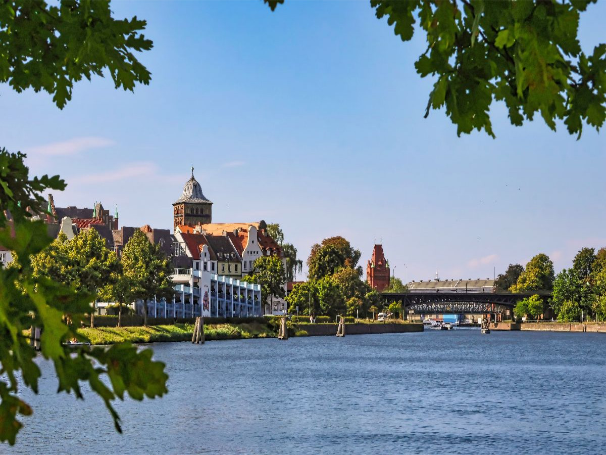 Stadthafen und Klughafen an der Trave in Lübeck