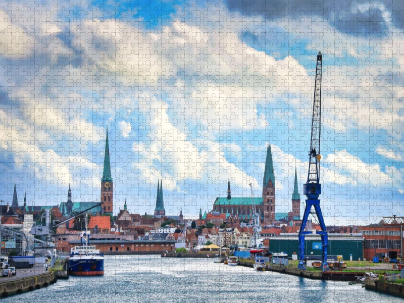 Blick auf die historische Altstadt Lübecks