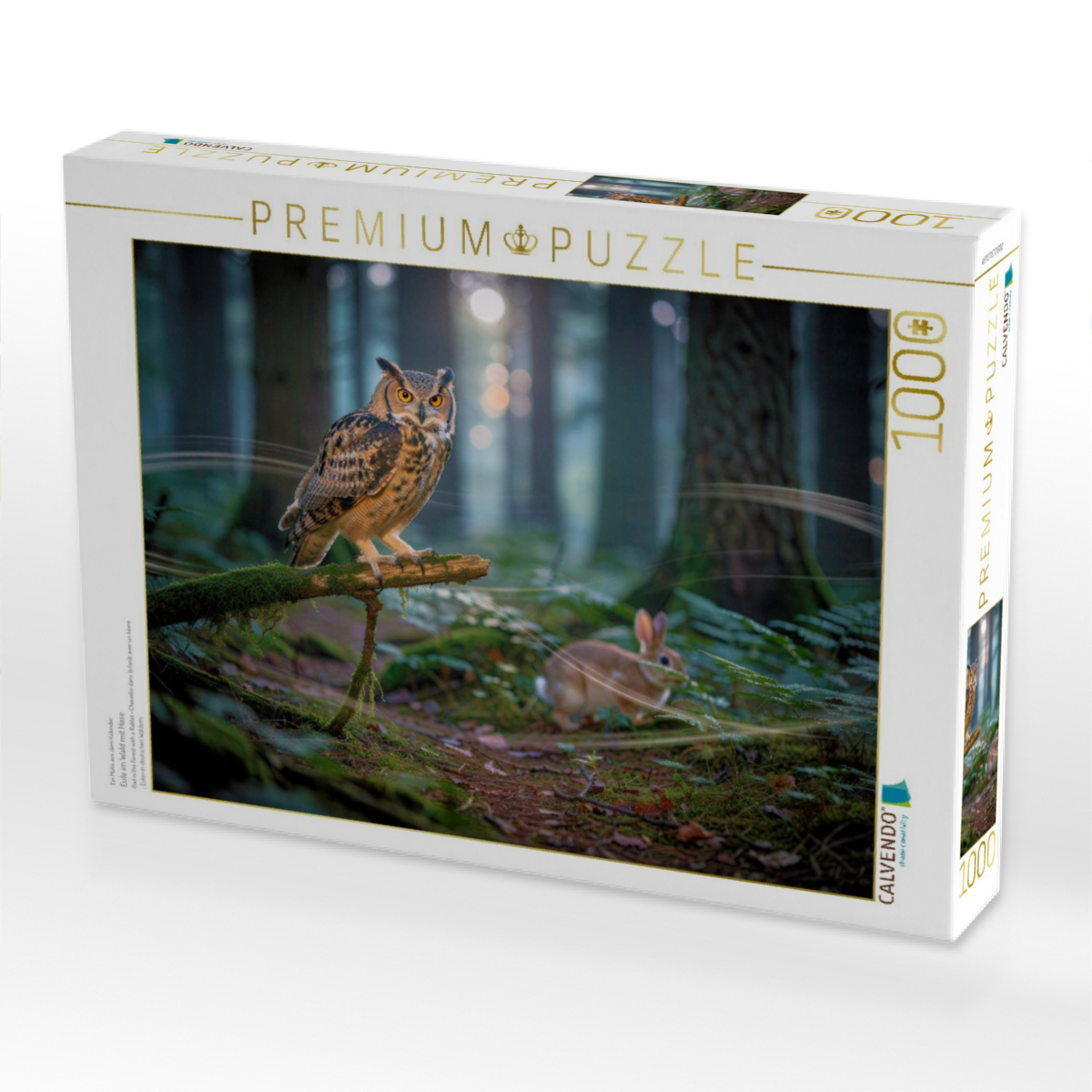Eule im Wald mit Hase
