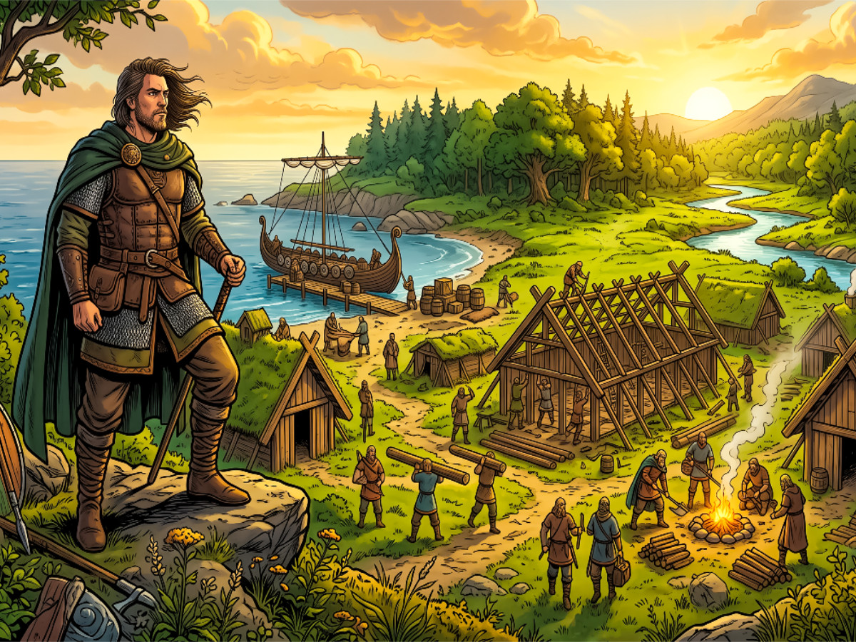 Leif gründet eine Siedlung in Vinland