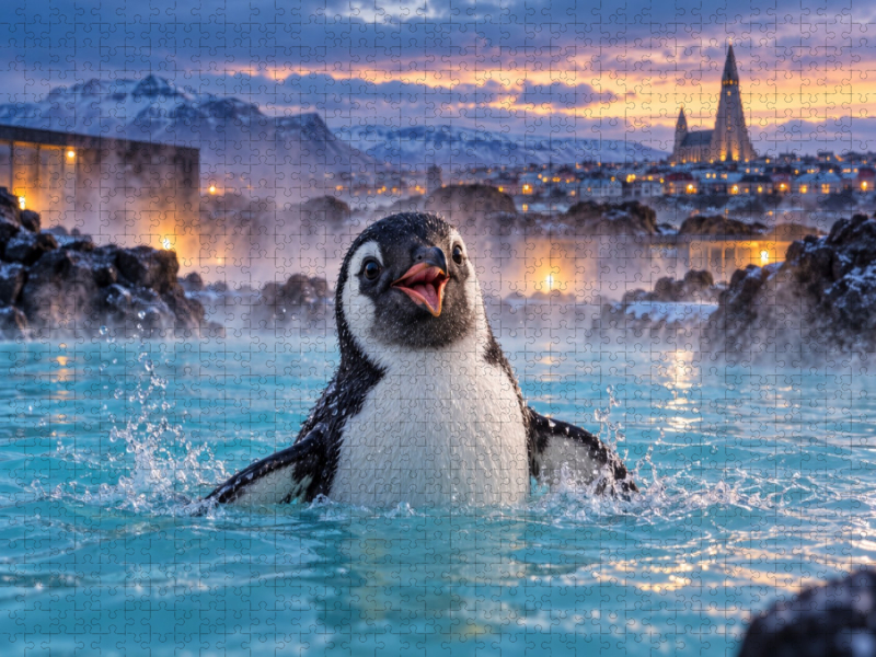 Ein Pinguin in Island