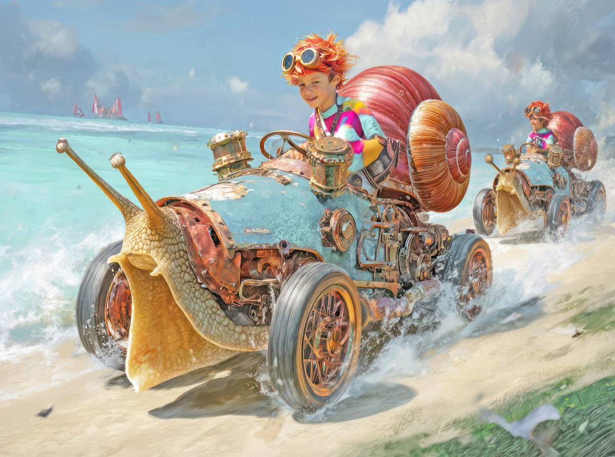 Rennen mit Schneckenwagen