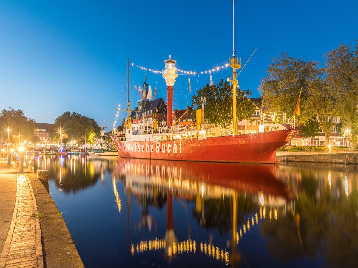 Feuerschiff Amrumbank in der Ratsdelft von Emden, Niedersachsen