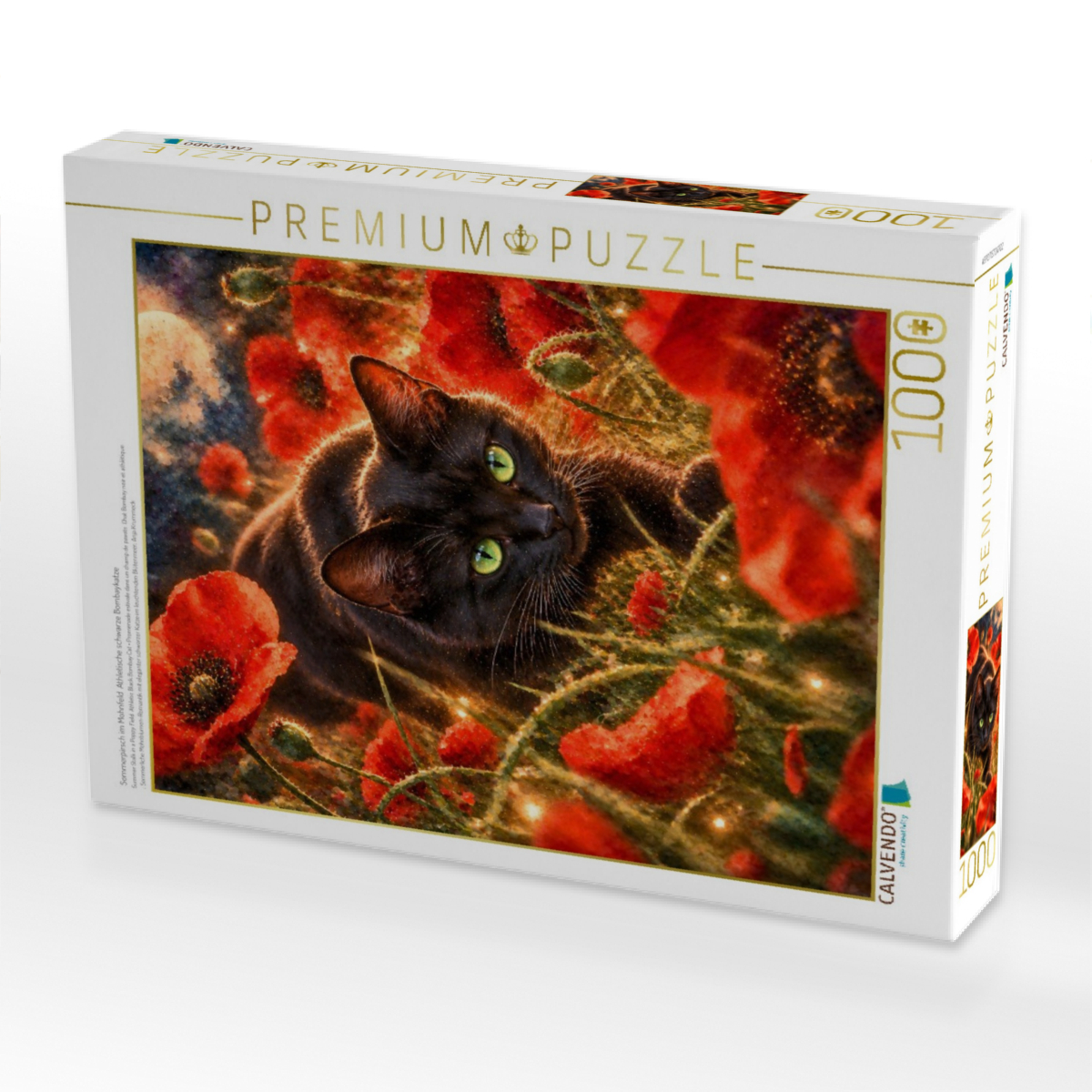 Sommerpirsch im Mohnfeld  Athletische schwarze Bombaykatze