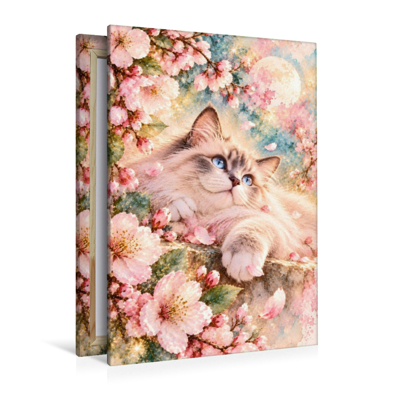 Kirschblütentraum über der Schulter  Elegante Ragdollkatze