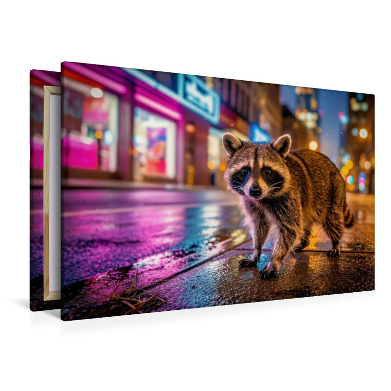 Waschbär im Neonlicht