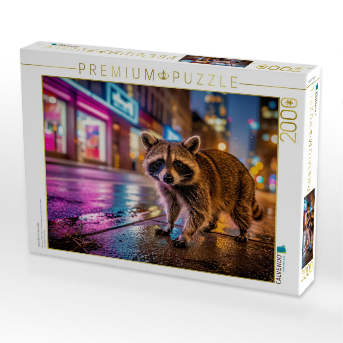 Waschbär im Neonlicht
