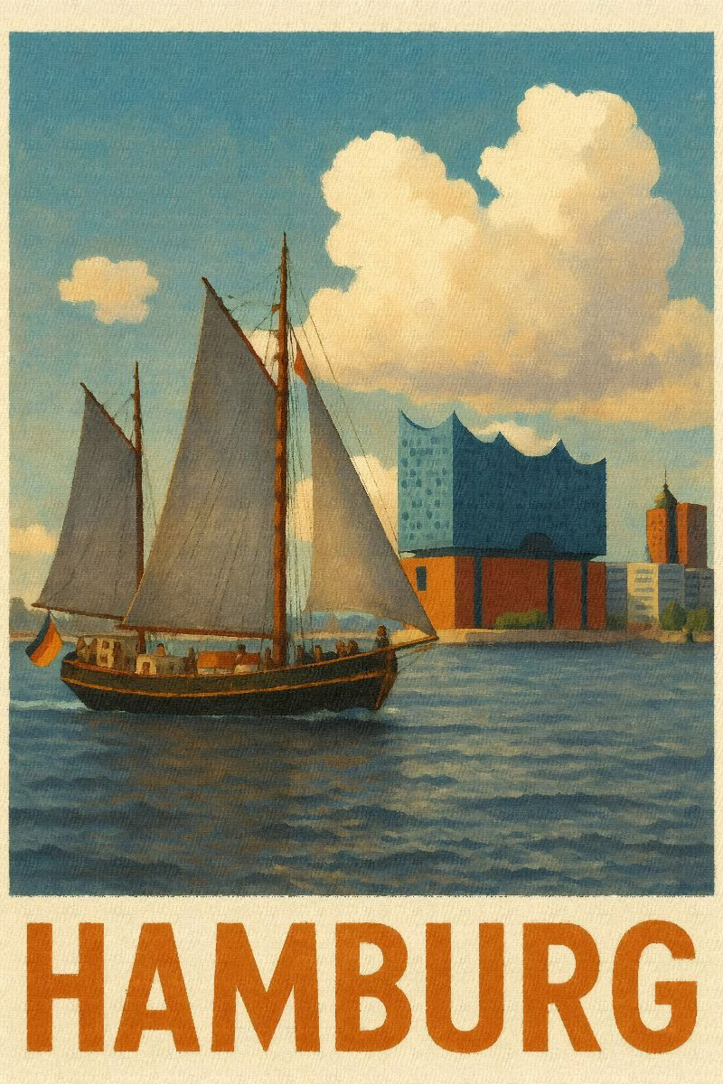 Historisches Segelschiff mit Elbphilharmonie