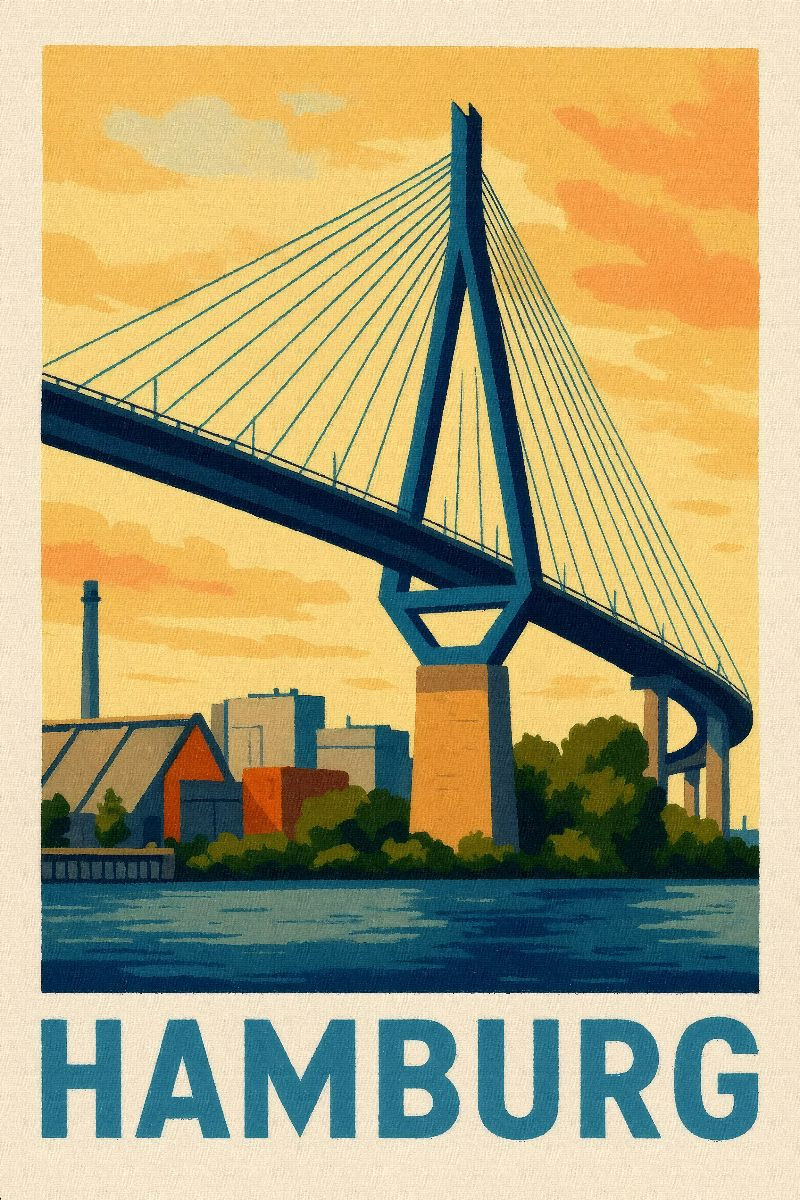 Köhlbrandbrücke am Abend