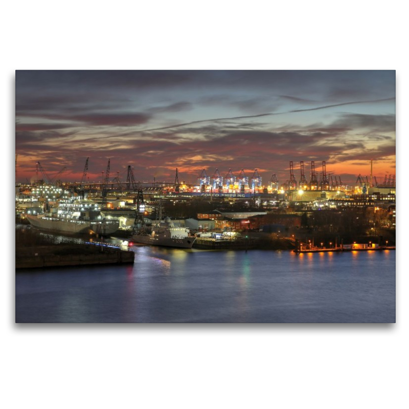Hamburgs Industriehafen und Köhlbrandbrücke