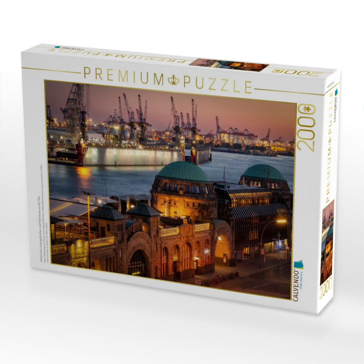 Historische Landungsbrücken und Hafenkräne an der Elbe