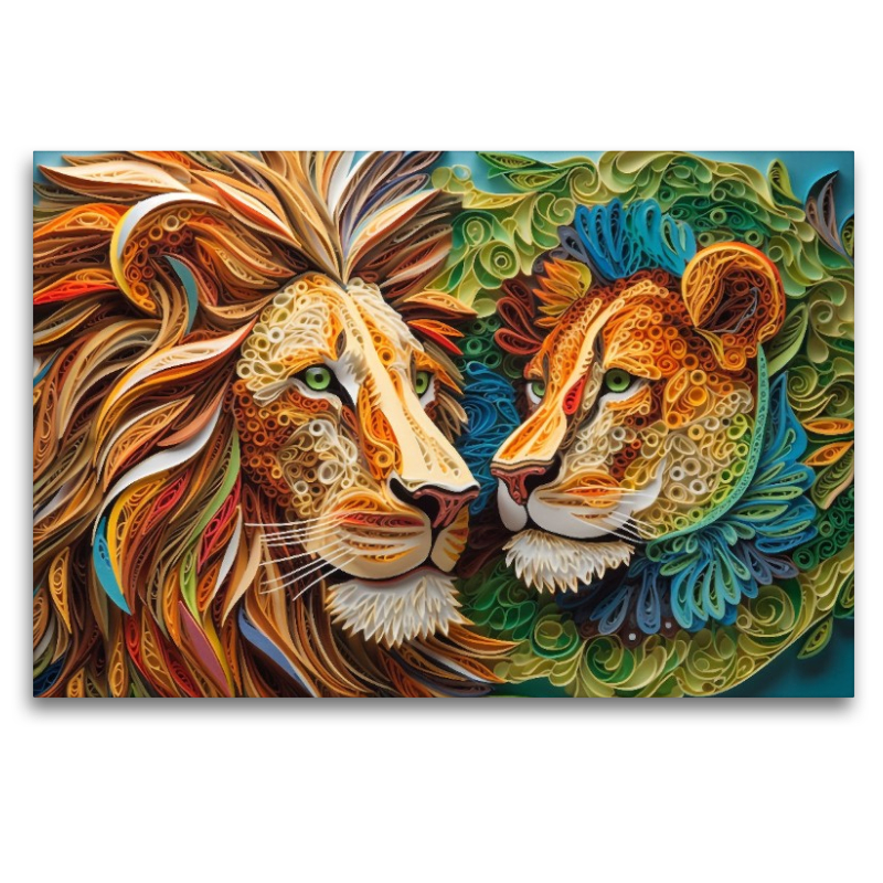 Löwen in Quilling Technik
