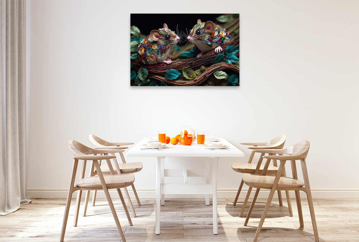 Mäuse in Quilling Technik auf einem Ast