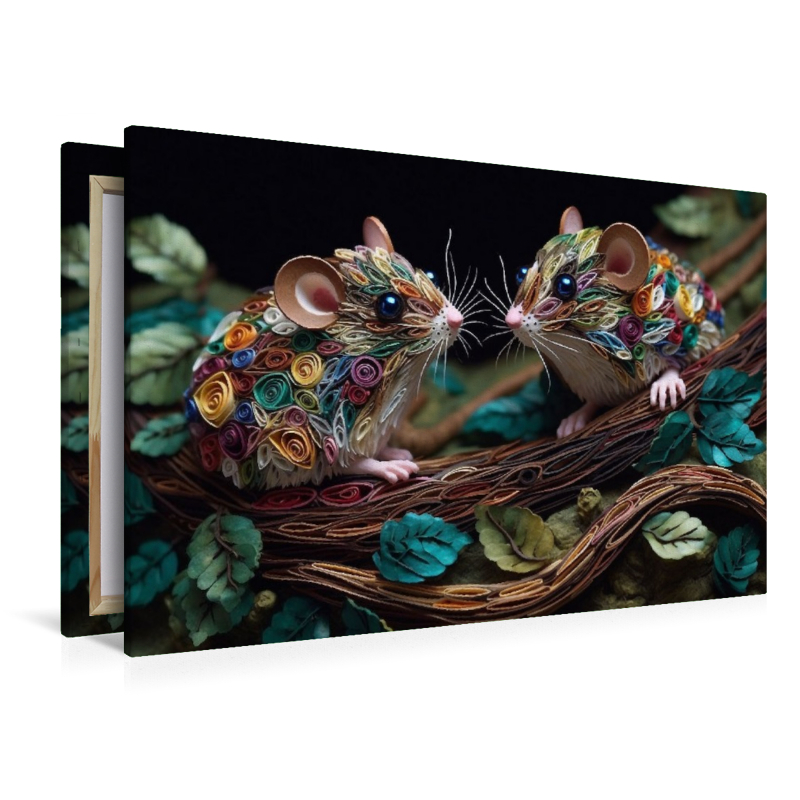 Mäuse in Quilling Technik auf einem Ast