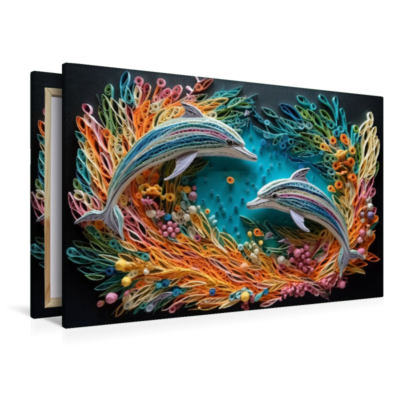 Springende Delfine in Quilling Technik
