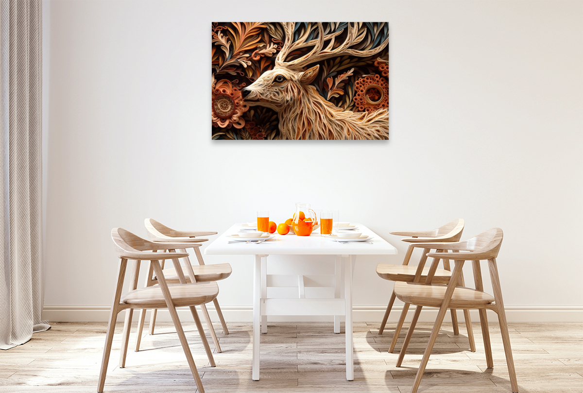 Hirsch mit Geweih in Quilling Technik