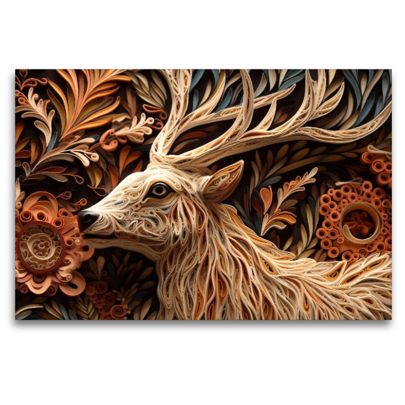 Hirsch mit Geweih in Quilling Technik