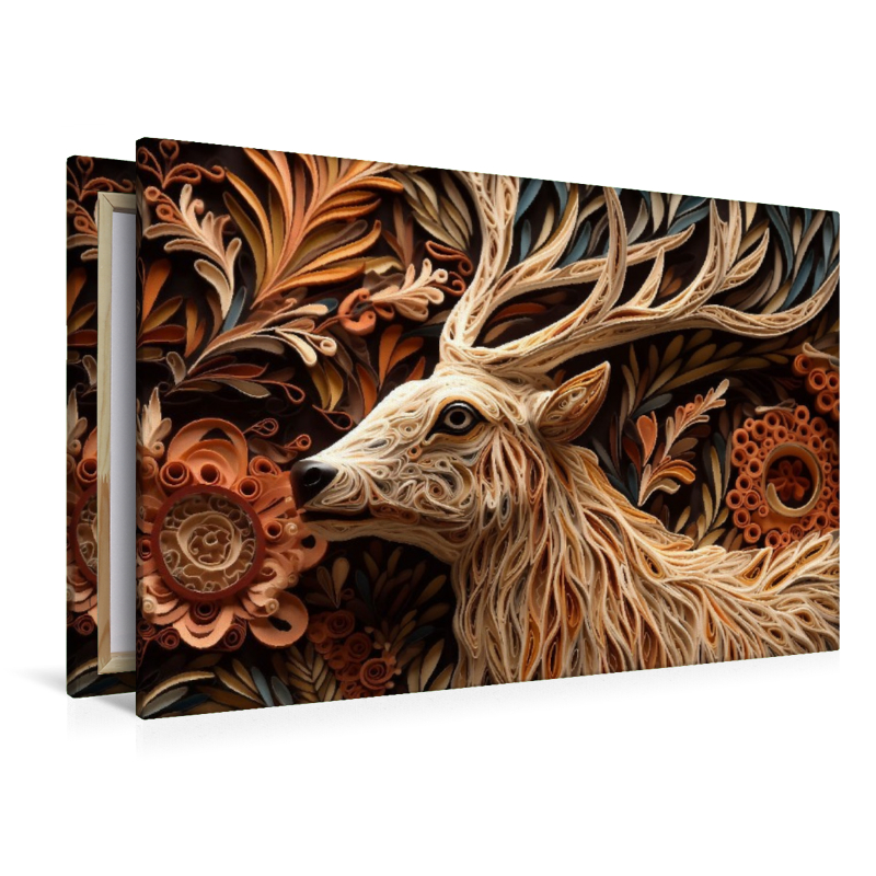 Hirsch mit Geweih in Quilling Technik
