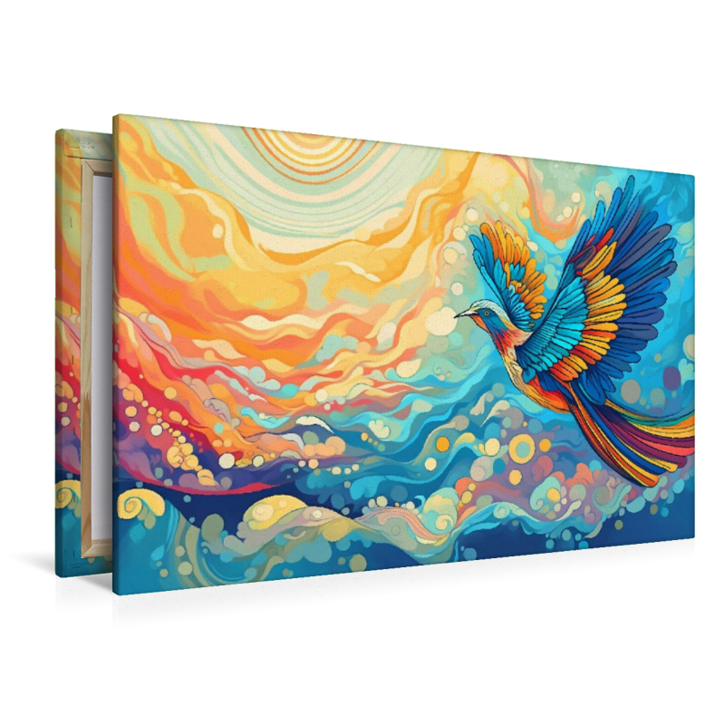 Farben des Himmels - fliegender Vogel in den Wolken