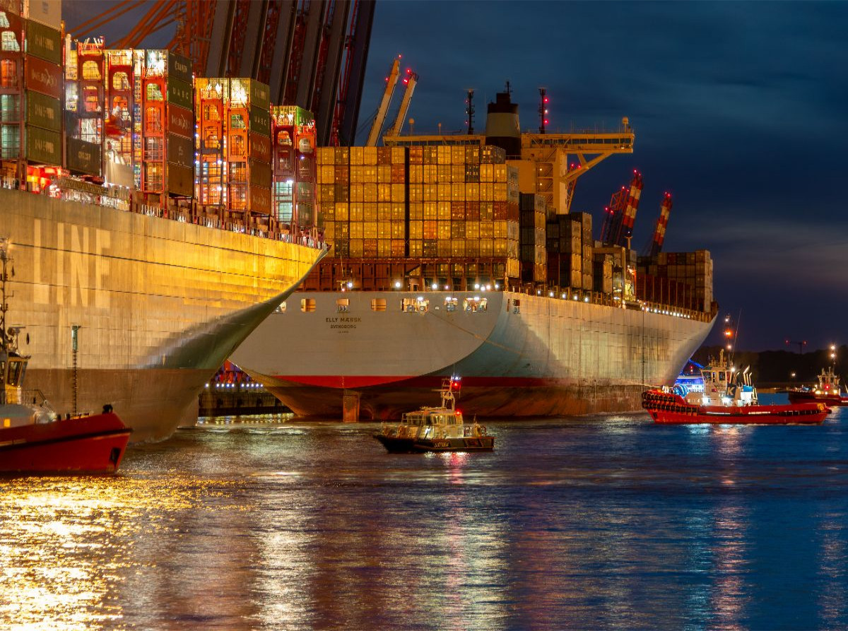 Containerschiffe beim Eindocken