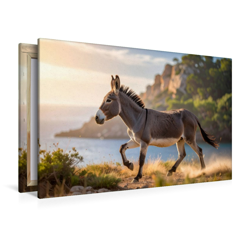 Ein schneller Trab am Meer - Esel im Sonnenuntergang