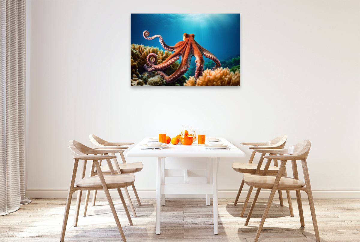 Oktopus im blauen Meer