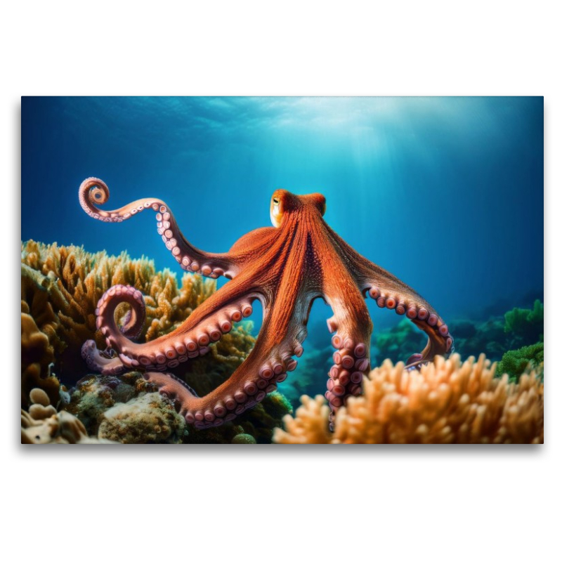 Oktopus im blauen Meer