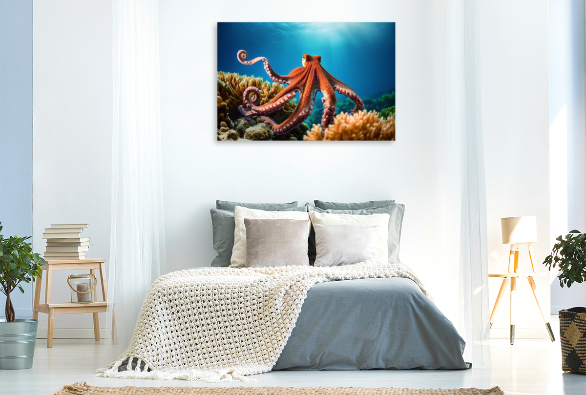 Oktopus im blauen Meer