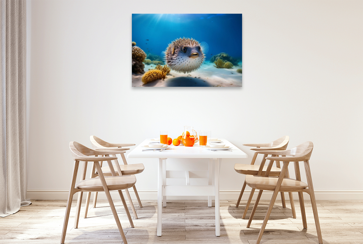 Kugelfisch im blauen Meer