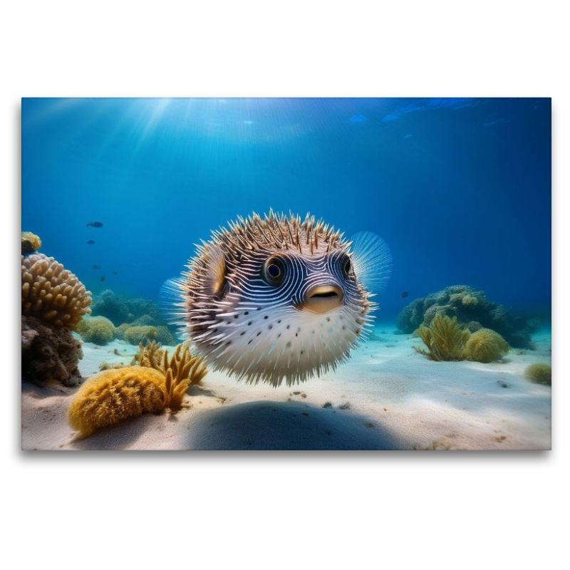 Kugelfisch im blauen Meer
