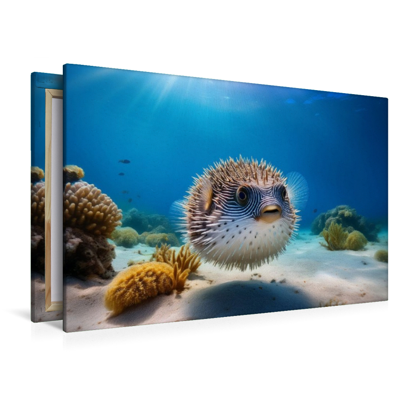 Kugelfisch im blauen Meer