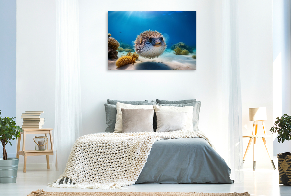 Kugelfisch im blauen Meer