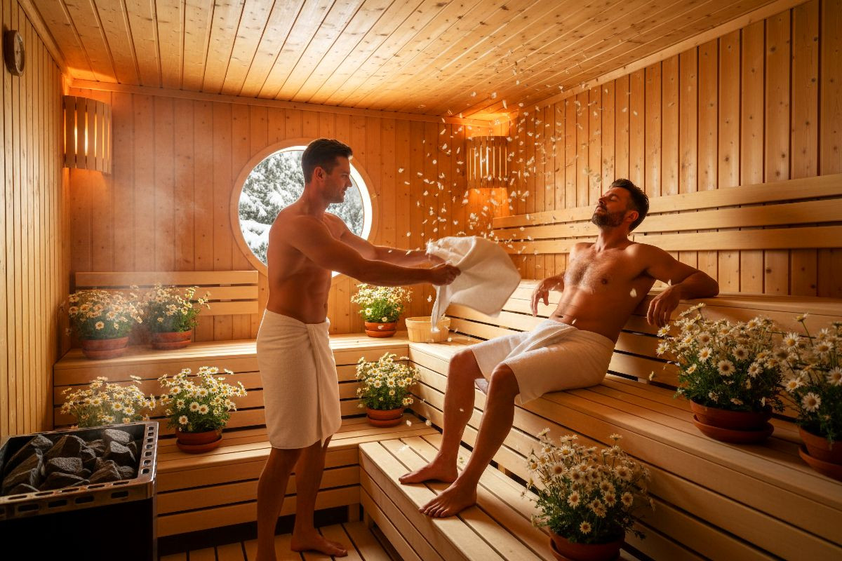 Heilsamer Kamilleduft in der Sauna