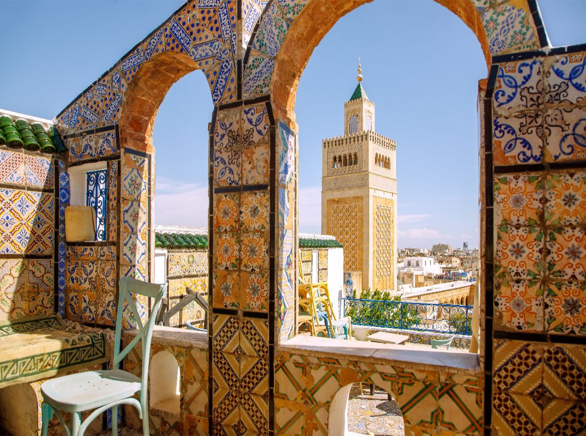 Café Panoramique und Große Moschee in Tunis