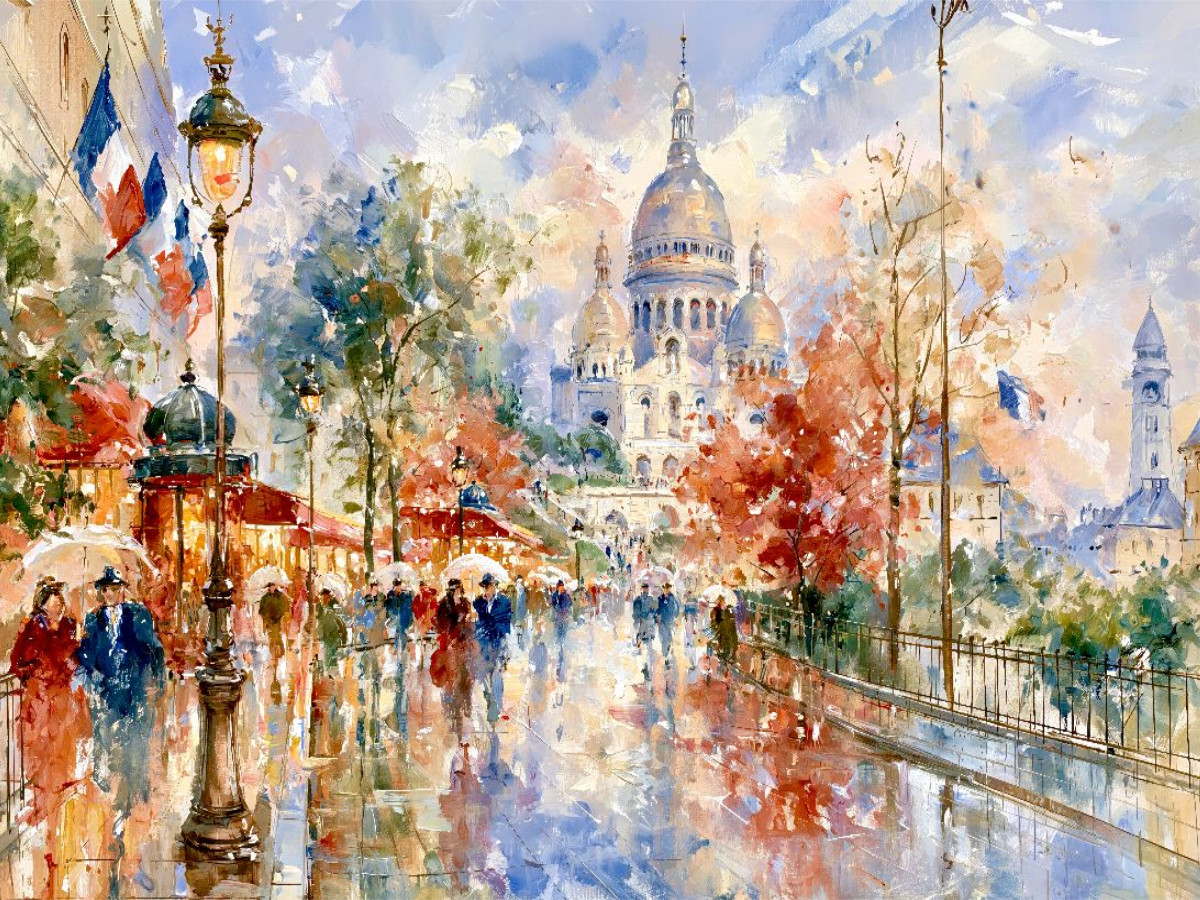 Blick auf die Basilika Sacré Coeur in Paris.