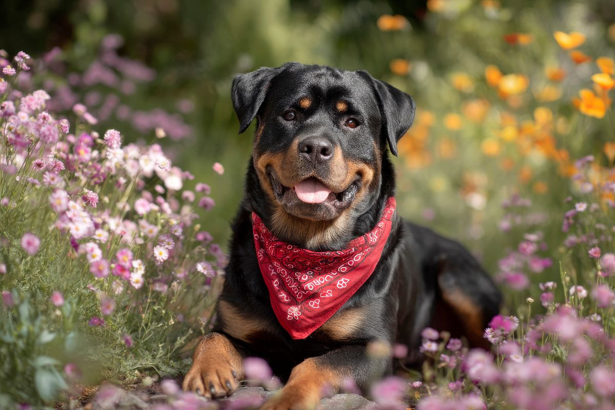 Rottweiler - Farbenfroher Hundemoment