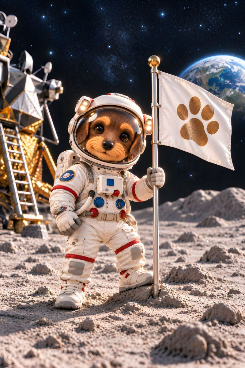 Motte als Astronautin